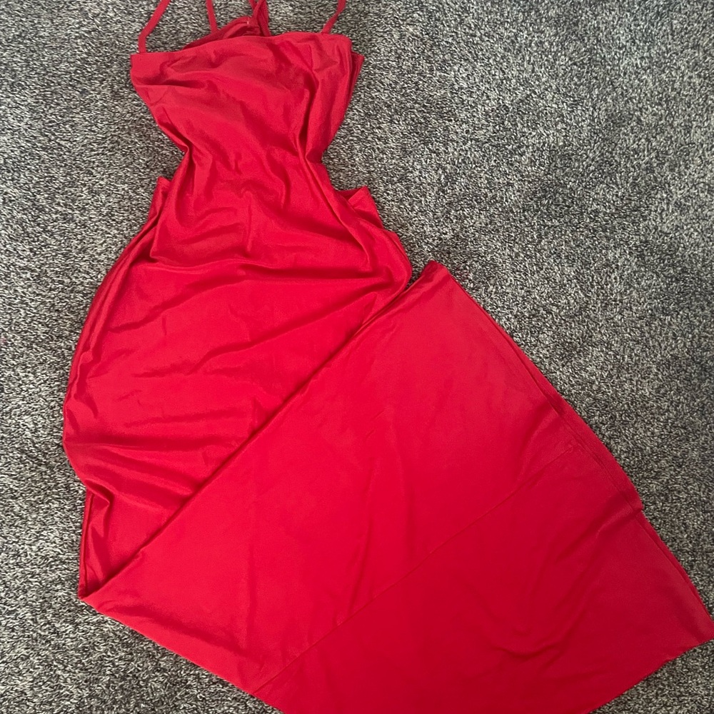 Elegant Red Spaghetti Strap Dress